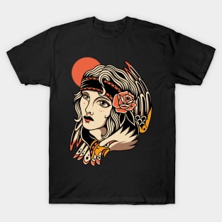 Eagle Girl Vintage Traditional Tattoo T-Shirt